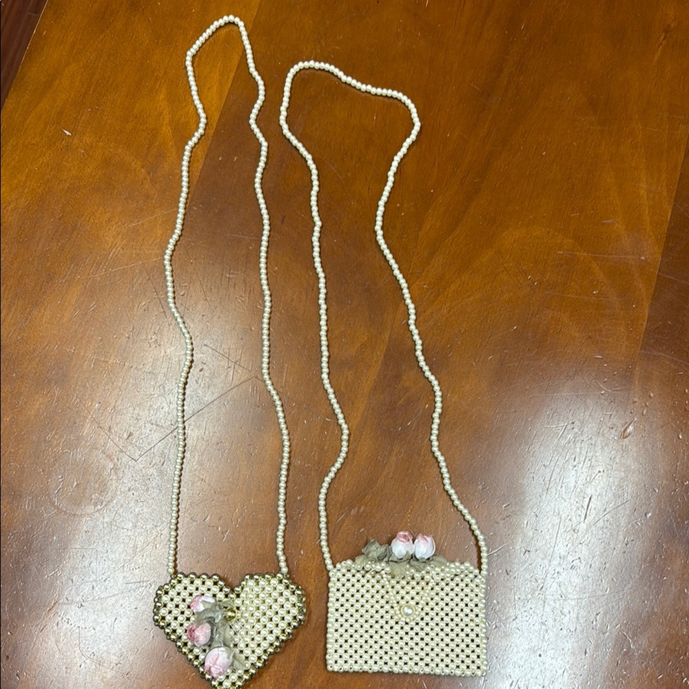 Children Girls Beaded Heart and Rectangle Purses